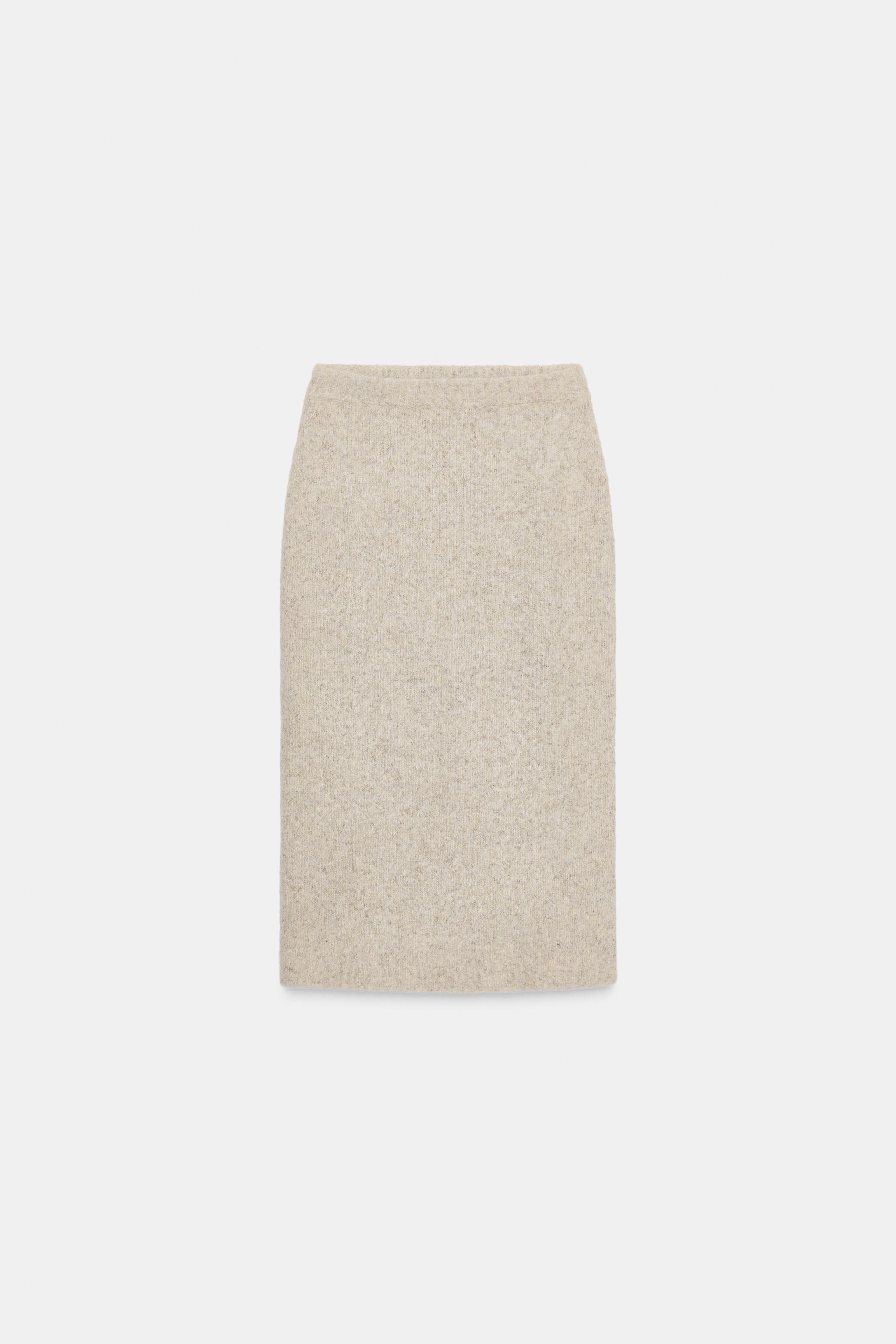 BRUSHED EFFECT KNIT MIDI SKIRT